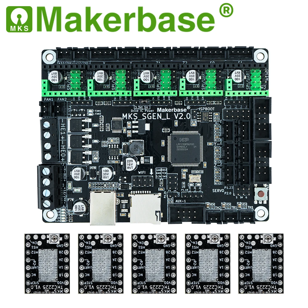 Материнская плата Makerbase MKS SGen_L V2.0 для 3D принтера 32 бит 120 МГц MCU TMC2208 TMC2209 TMC2225 uart