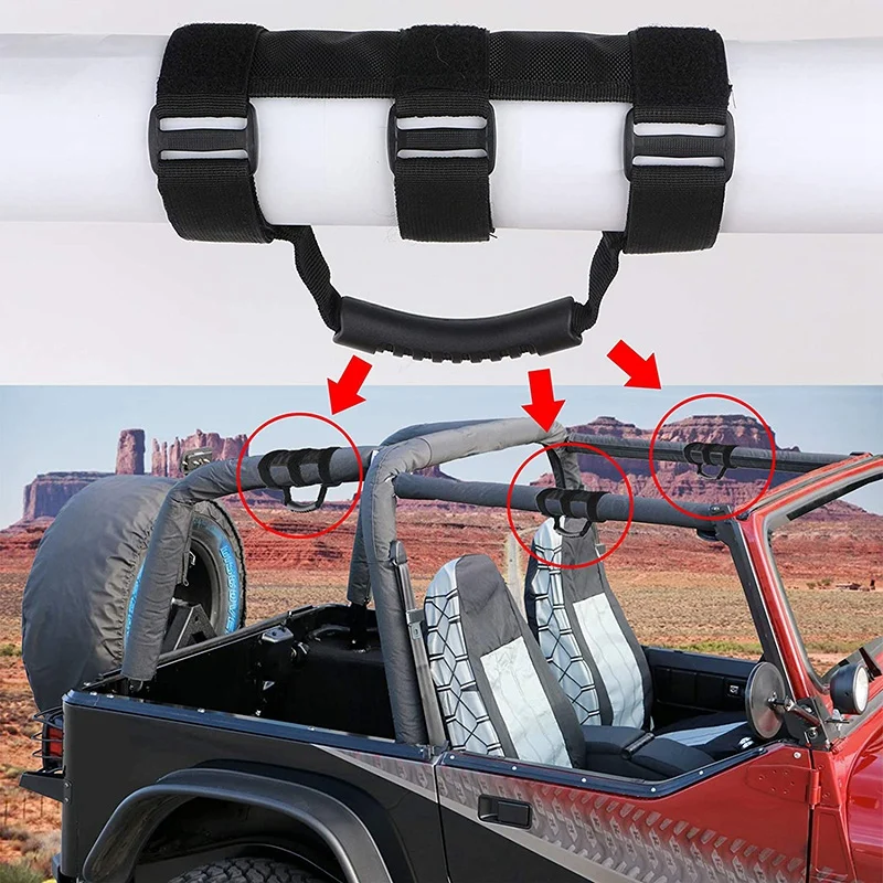

NEW-2 Pack Grab Handle Set for Jeep Wrangler Roll Bars for 1987-2020 Models, Wrangler Accessories