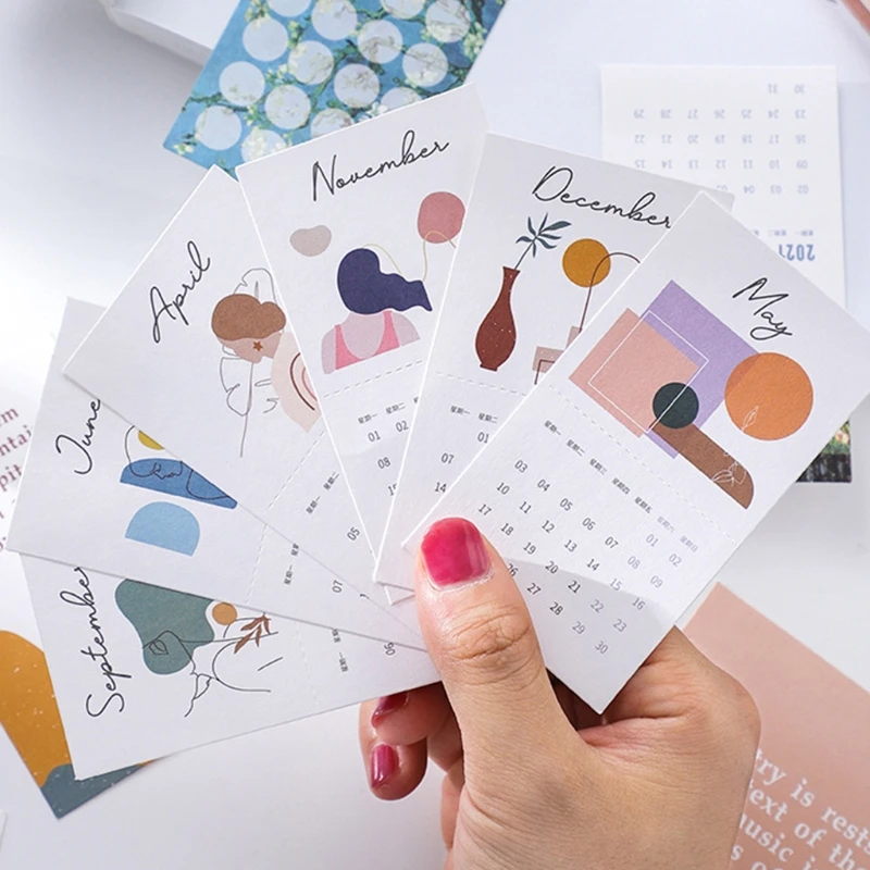 

20Pcs 2021 Calendar Card Set Wall Decorating Material Paoer Journals Planner QXNA
