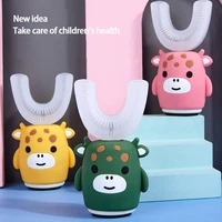 sonic electric toothbrush for kids silicon automatic ultrasonic tooth brush cartoon pattern children 360 degrees u shaped