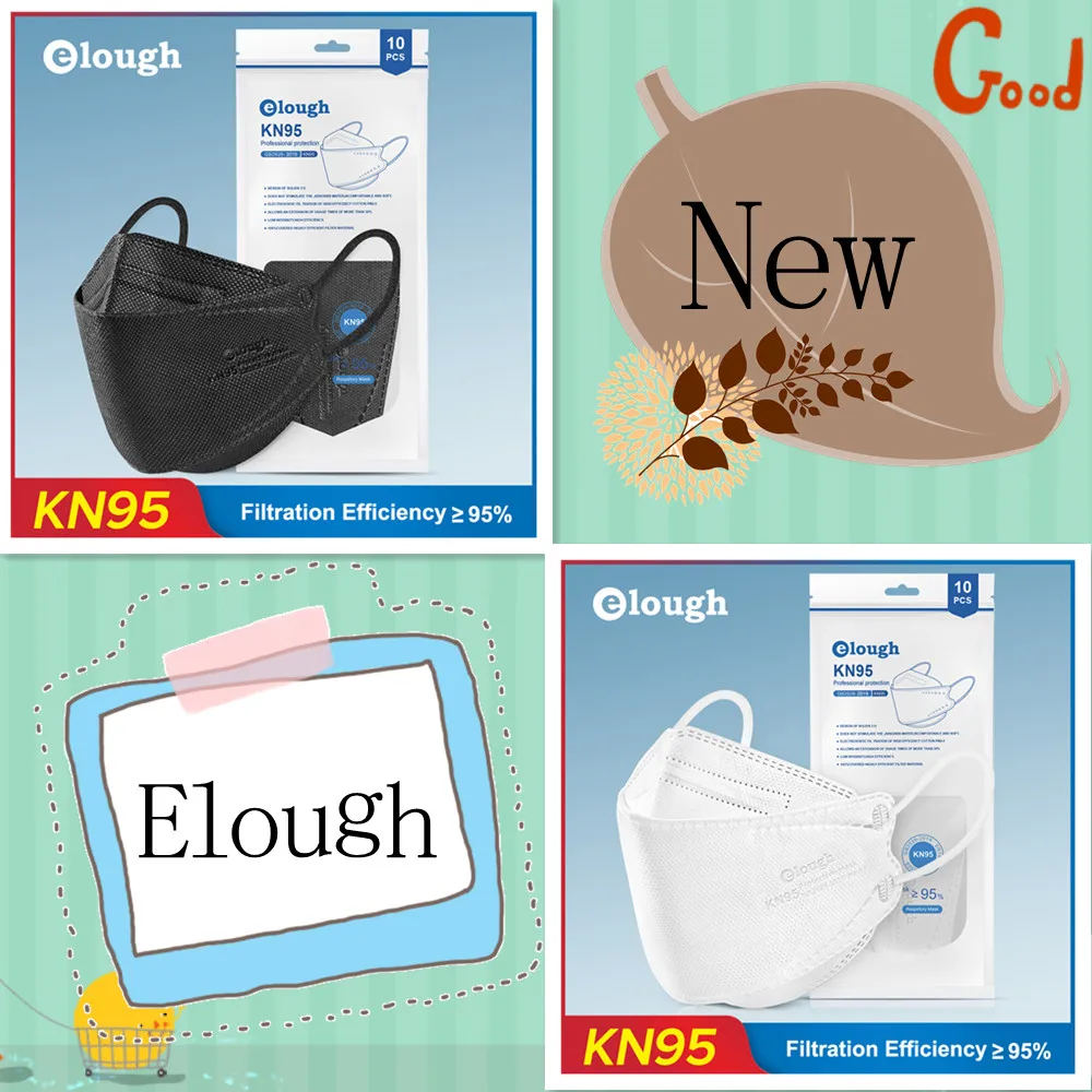 

Elough 10-100 шт. FFP2 negra Mascarillas 4-слойная многоразовая маска KN95 маска для лица mascarilla infantil fpp2 homologada
