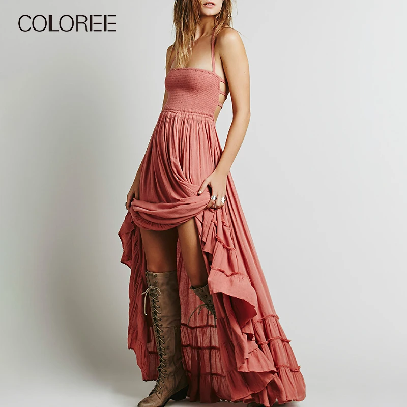 Женское длинное платье с открытой спиной для пляжа | Женская одежда