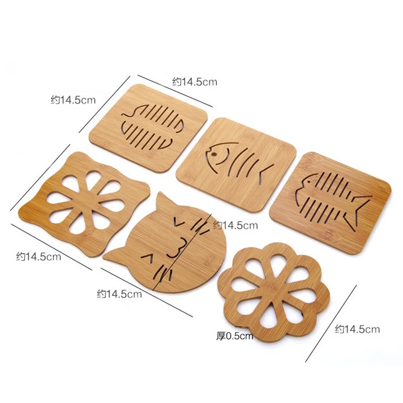 

Wooden Cute Hollow Coaster Household Tableware Mat Wooden-coaster Placemat Pot Dish Mat Table Decoration & Kichen Accessories