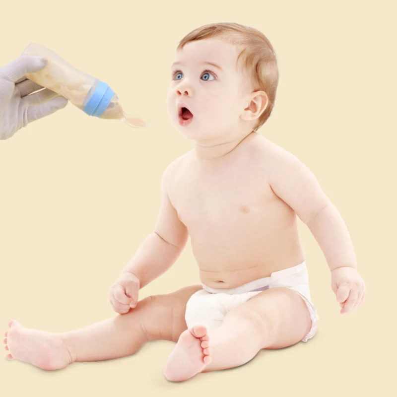 120ml силиконовая детская бутылочка для кормления с ложкой новорожденных малышей