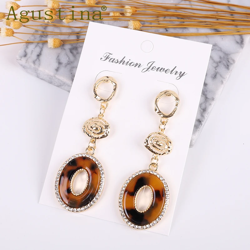 boho ZA Earrings Fashion acetic acid Jewelry Punk oval Colorful Earring for Women Minimalist Acetate Girls Boho Simple Earings | Украшения