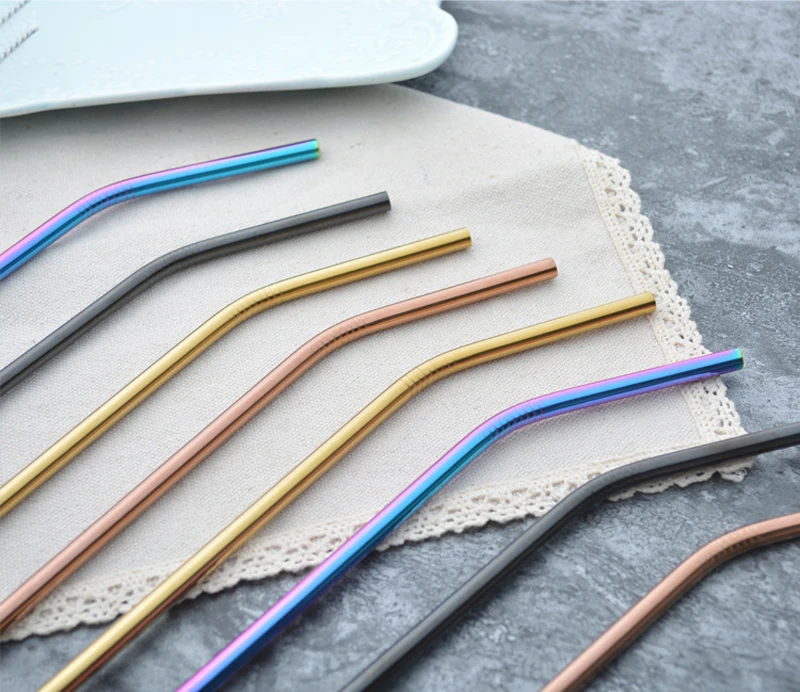 Металл Кривая 6 мм питьевой фуртакор соломы Черный экологически чистый изгиб