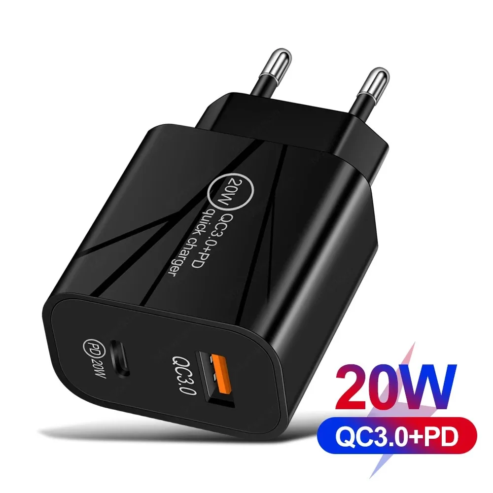 

Quick PD Charger 20W QC3.0 USB Type C Fast Charger Power Adapter For iPhone 12 11 8 Plus Samsung Xiaomi Huawei Phone PD Charger