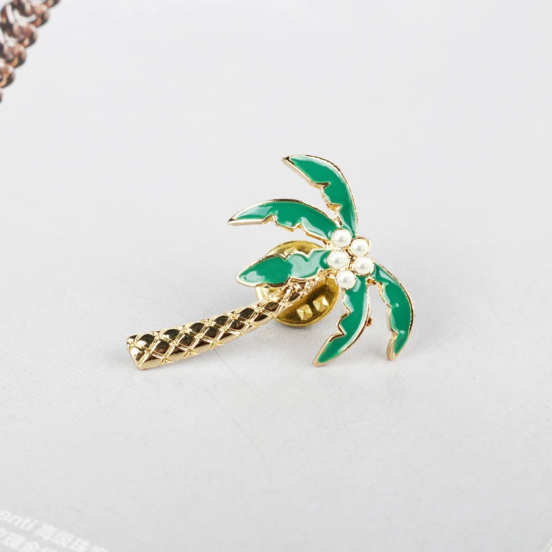 Модные значки в виде растений жемчуга кокосового дерева Листьев сумки одежды