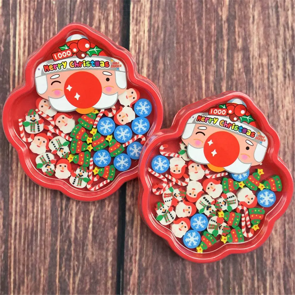 36Pcs/Box Cute Mini Christmas Series Erasers Kawaii Stationery for Kids Children Gifts Pencil Rubbers material escolar | Канцтовары для
