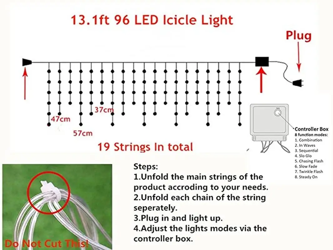 

Led Curtain Icicle String Lights 3.5M/5M Droop 0.4/0.5/0.6m Christmas Lights Garland Street Party Garden Decorations for Home