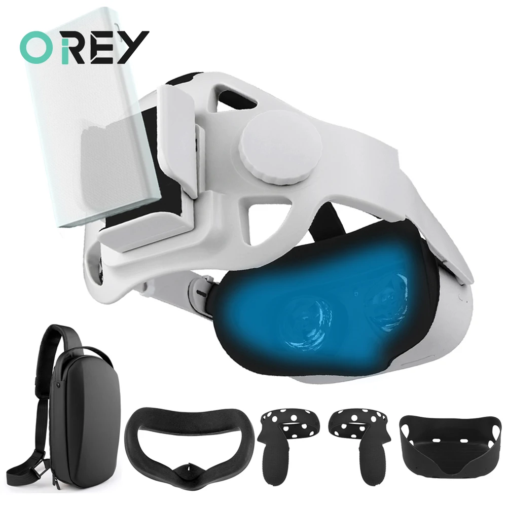 

Adjustable Head Strap For Oculus Quest 2 Halo Strap With Powerbank Fixing Bracket Enhanced Headband For Quest2 VR Accessories