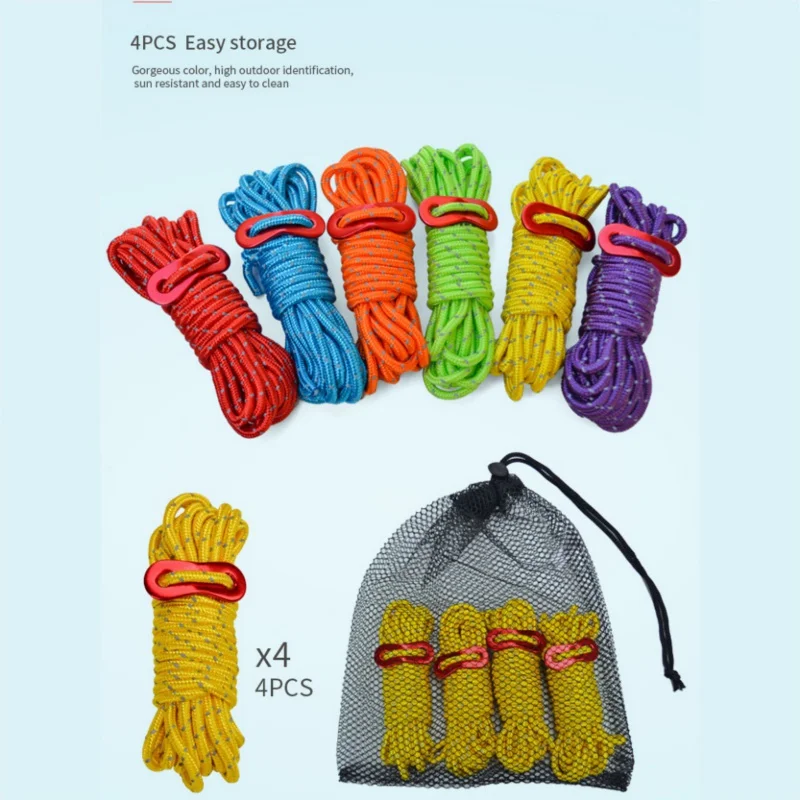 

New Arrivals Multifunctional Reflective Nylon Rope Parachute Cord Multipurpose Convenient Considerable with Aluminum Tensioner