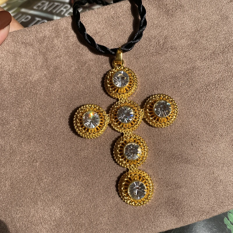 

Women Jewelry Sets Small Cross Dubai Earrings Water Chain Ethiopia Cross African Bridal Jewelry Wedding Gift