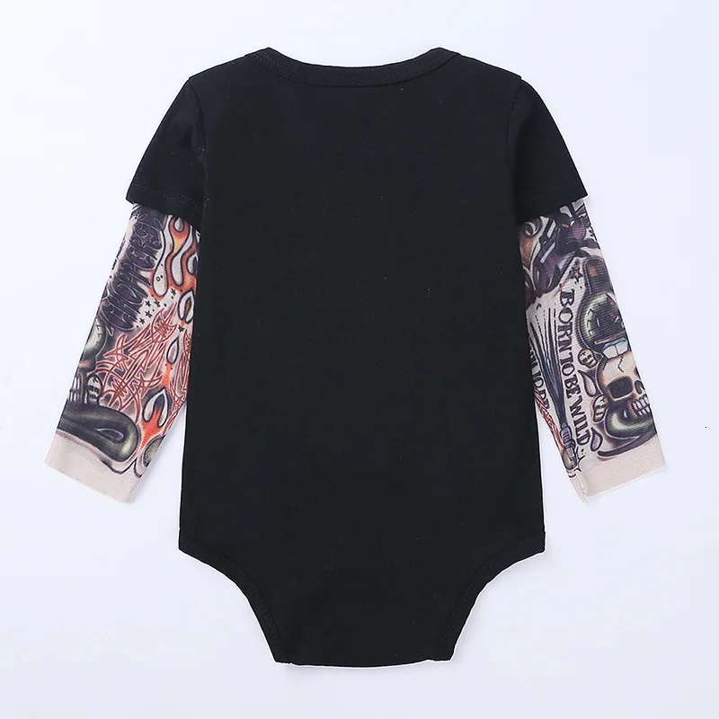 Рождественская Одежда для новорожденных мальчиков на осень и зиму, Ropa Bebe, комбинезон с длинными рукавами и татуировкой, детский комбинезон