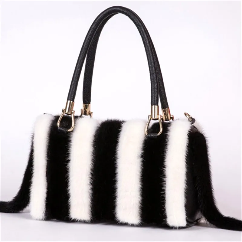 2019 Latest Fashion Mink Fur Leather Women s Trend Bag Suede Leather Fur Water Bag Lady Out Fashion Hot Bag