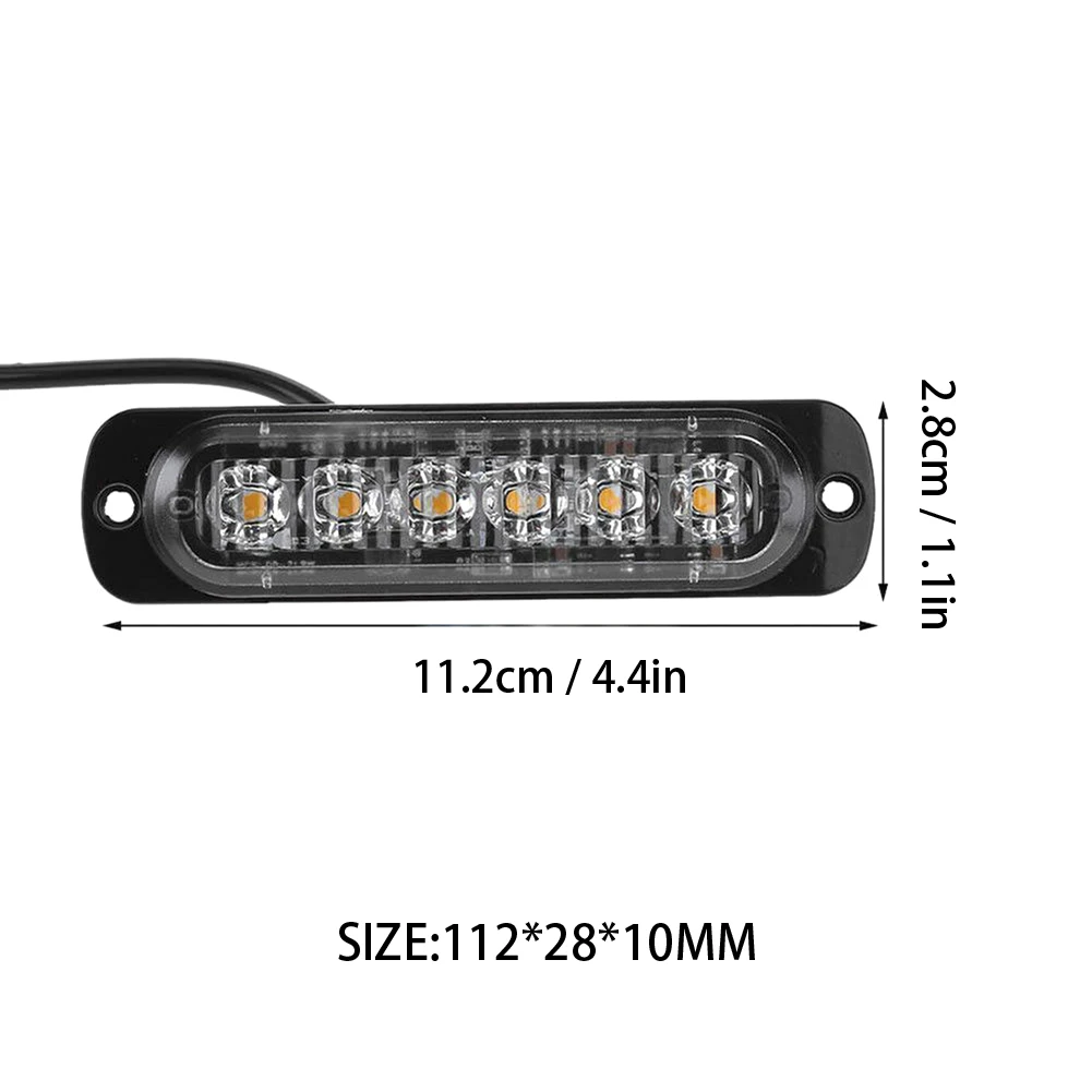 

12pcs Strobe 6 LED Light White Amber Emergency Hazard Flashing Tow Truck