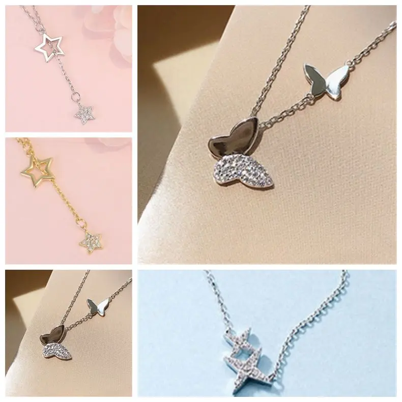 

OTOKY Fashion Star/Butterfly Necklaces For Women Mariposa Pareja Chains Choker Steam Copper Collar Metal Stainless Steel Jewelry