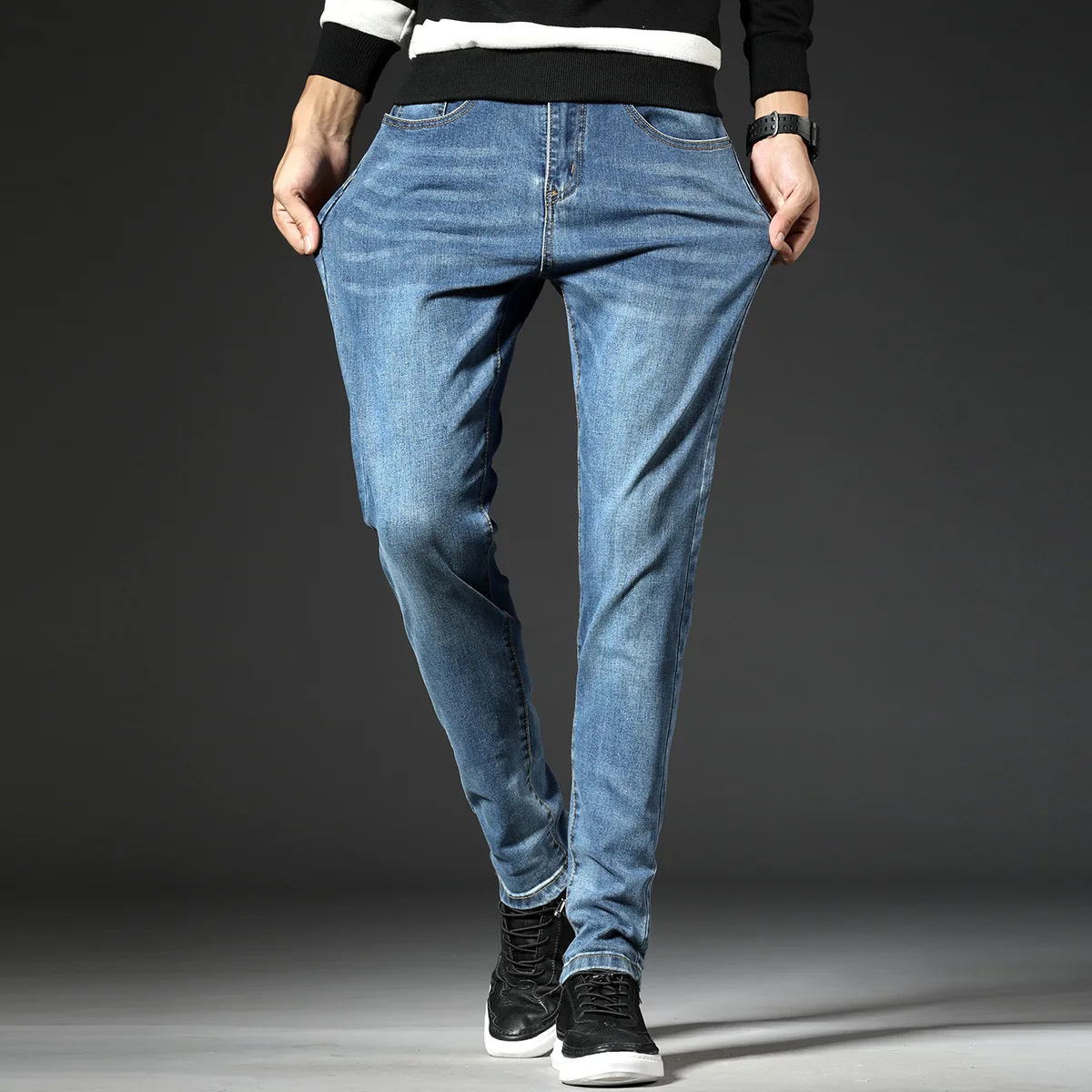 Мужские облегающие джинсы Брендовые мужские для мужчин прямые брюки узкие