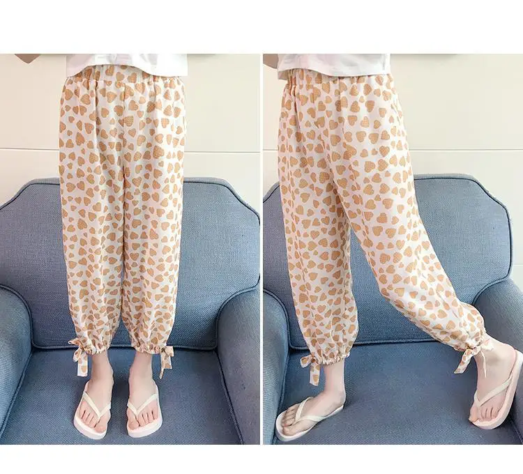 

VIDMID baby kids Girls casual thin anti mosquito pants trousers summer new children's fashion love printing pants trousers P4978