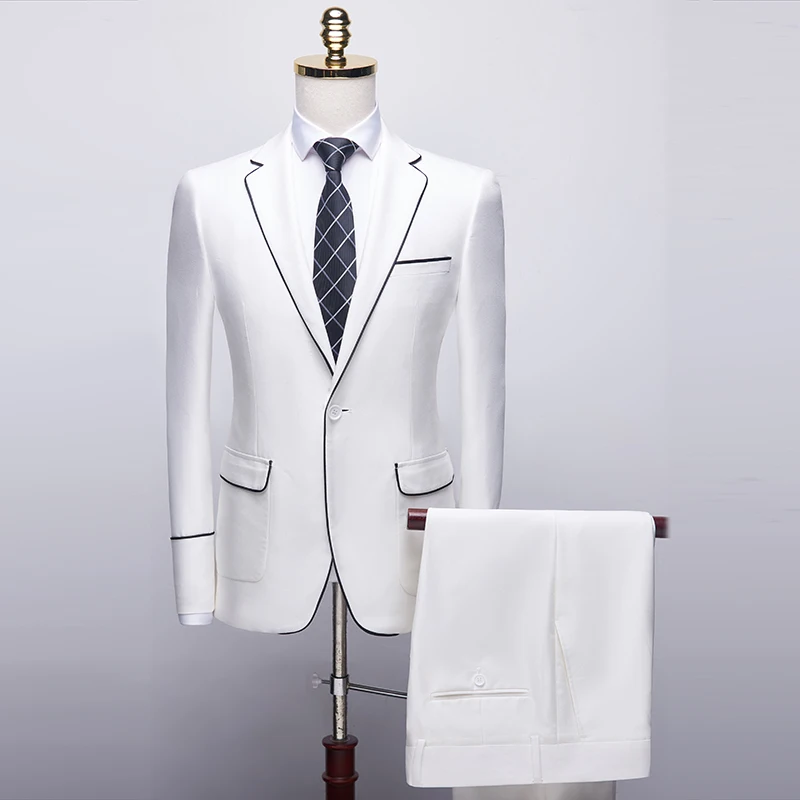 

Marriage Slim Fit Suit Men Boutique Fashion Casual Costume Homme 2 Pcs Wedding Suits Blazer Pants Terno Masculino Annual Meeting