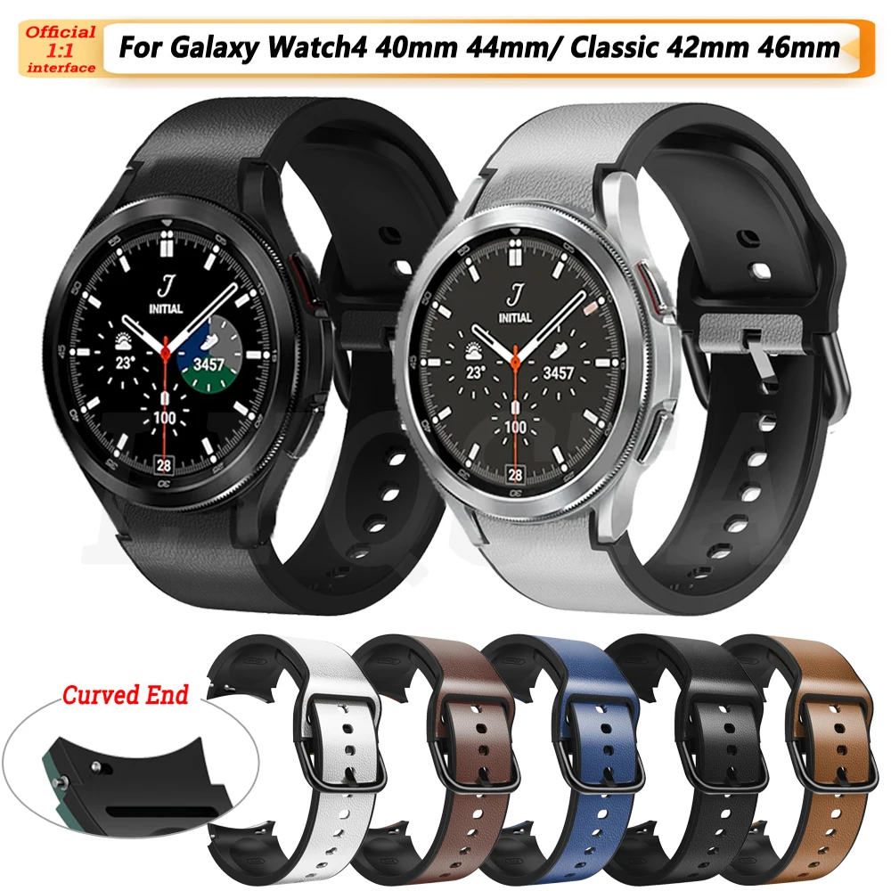 

Ремешок силиконовый для наручных часов, кожаный браслет для Samsung Galaxy Watch 4 40 44 мм/Watch 4 Classic 42 46 мм, 20 мм