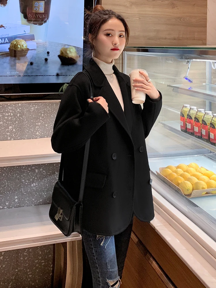 

Plaid suit coat women short 2021 new winter small loose temperament woolen coat