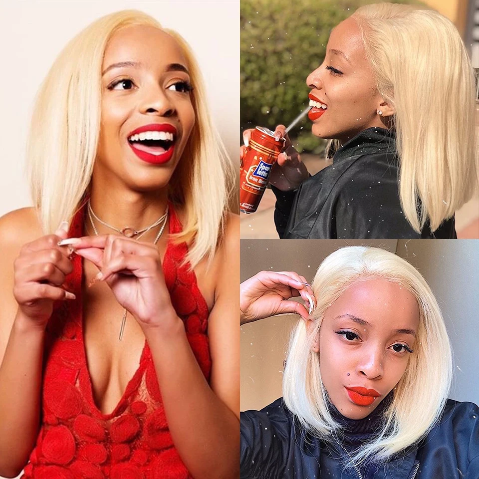 613 прозрачный короткий Боб 4*4 шелковая основа парик из человеческих волос на