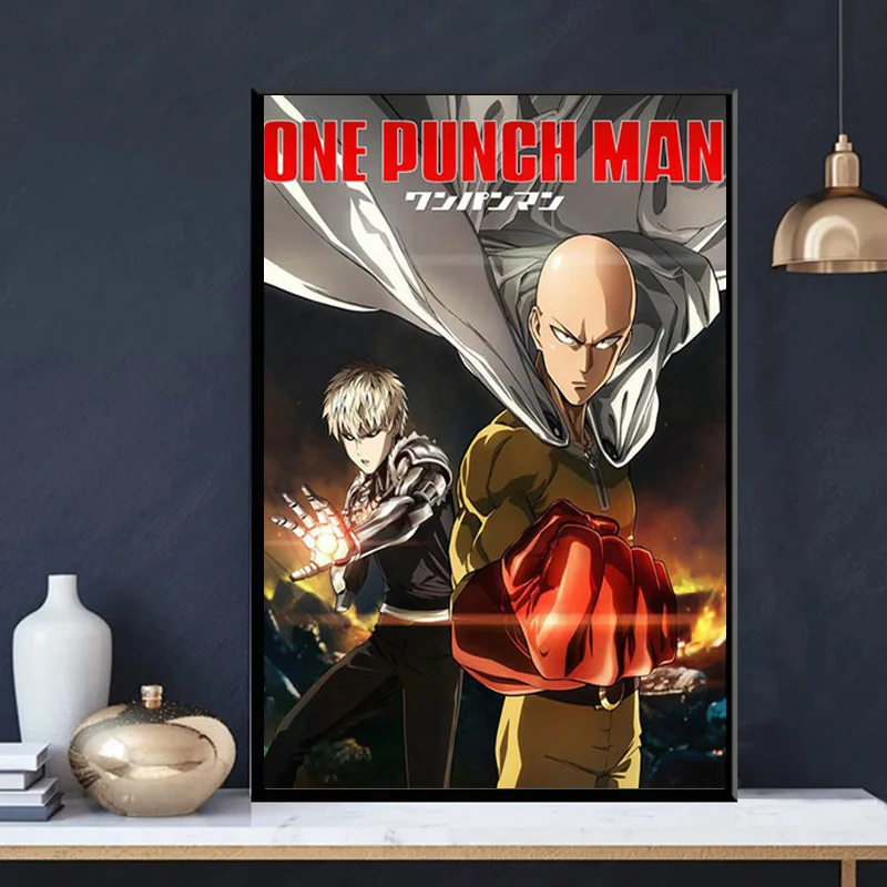 Картина на холсте в стиле аниме One Punch Man принты для домашнего декора Janpese плакаты