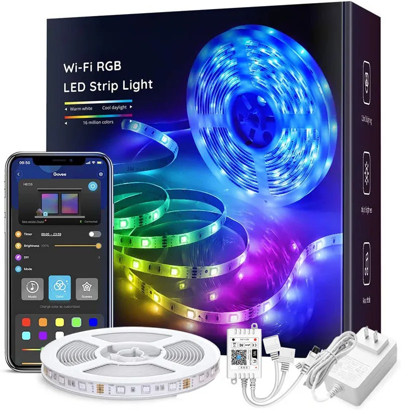 

5M 10M LED Strip Light Set RGB 5050 WIFI Smart DC12V With 24 key APP Controller Colorful Waterproof Romantic Atmosphere Lights