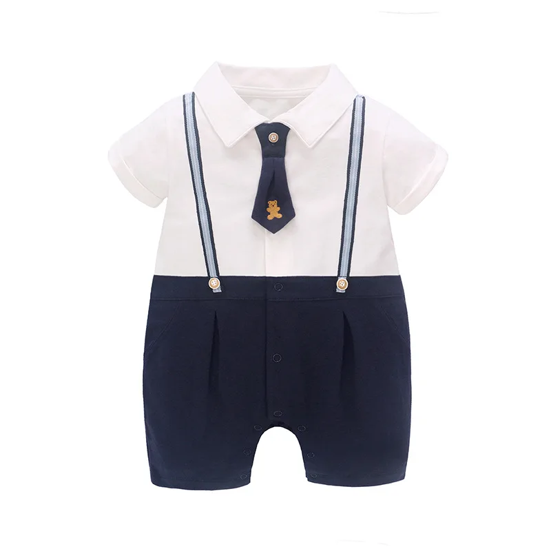 

2021 Summer Baby Boy Romper Newborn Baby Clothes Gentleman Boys Birthday Wedding Party Jumpsuits Spanish Infant Short Overalls