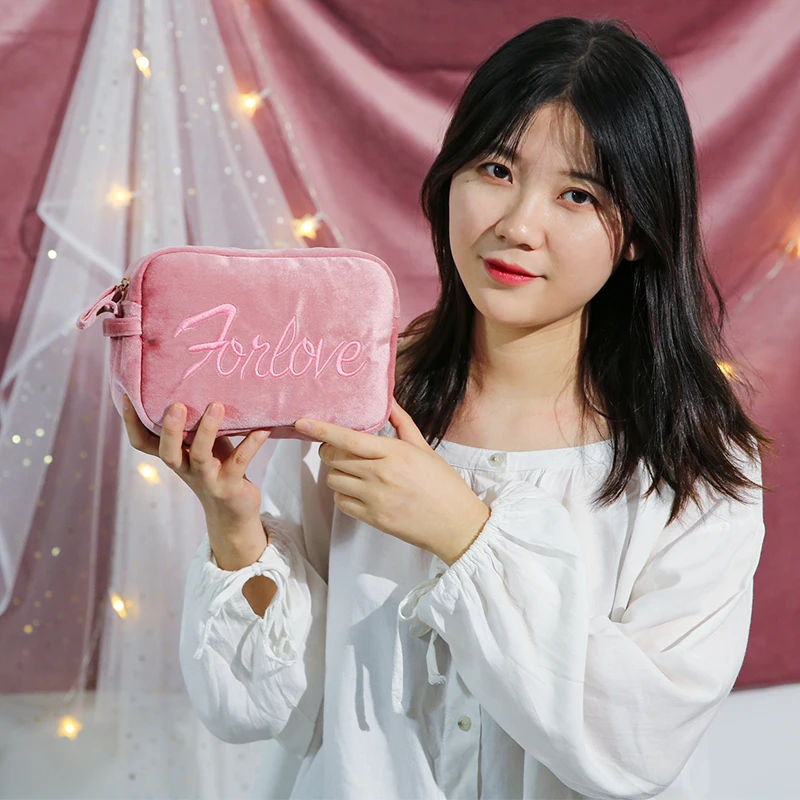 M розовые женские бархатные сумки для хранения косметических помад таможенные