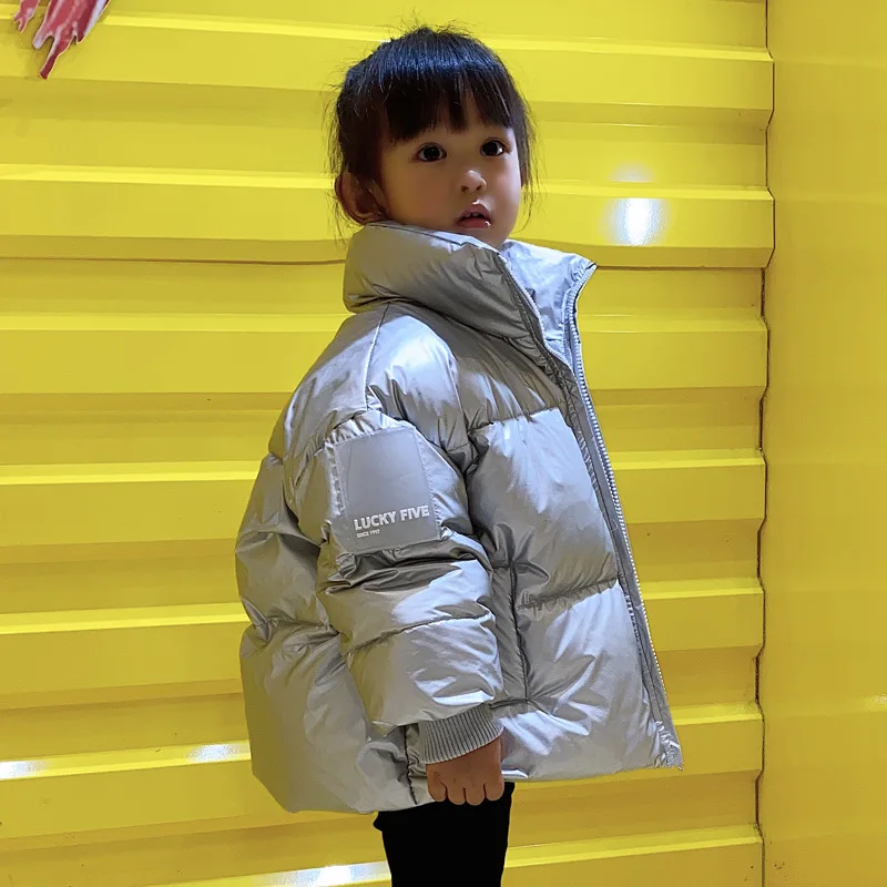 

OLEKID 2022 Children Winter Coat Korean Version Waterproof Shiny Down Jacket For Girls 3-12 Years Kids Teenage Boys Parka