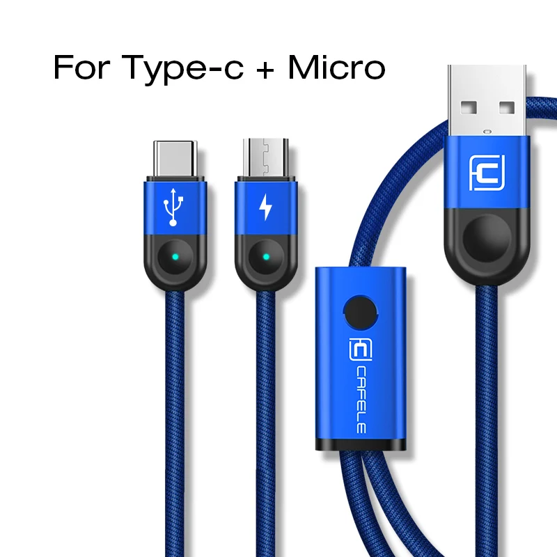 blue type c micro CAFELE USB кабель для iPhone кабель usb type C 3A Быстрая зарядка USB C type-C кабель для зарядки телефона 130 см - Цвет: blue type c micro