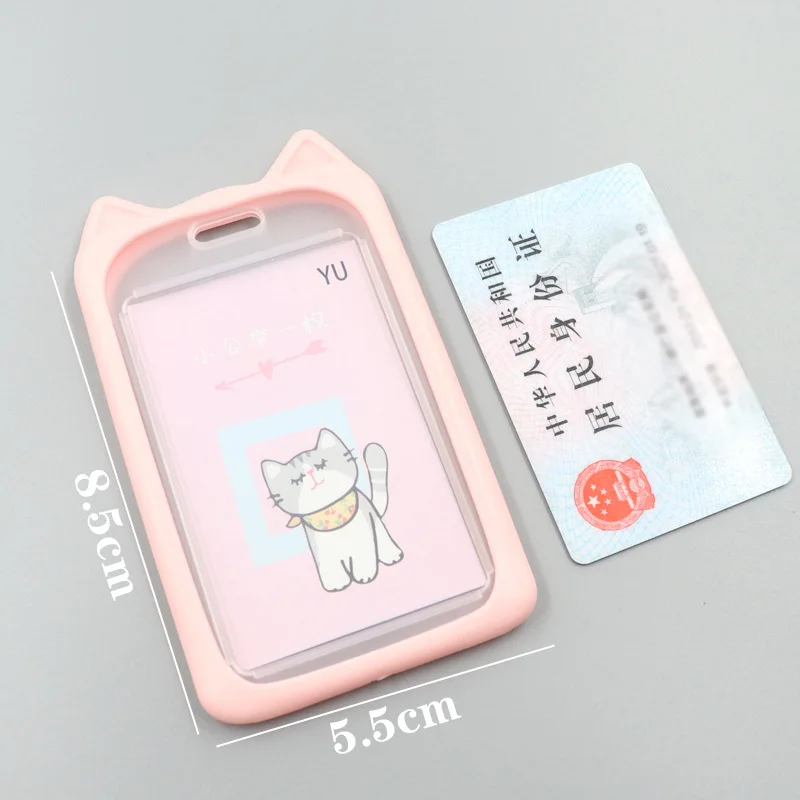 

1PC Card Holder with Retractable Reel Lanyard Cute Cartoon Cat Bank Identity Bus ID Card Holder Wallet Case Credit Cover Case