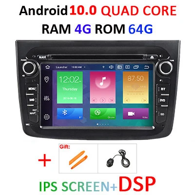 DSP ips HD 4G+ 64G Автомобильный DVD мультимедийный плеер Android 10 gps радио для Alfa Romeo Mito 2008-2012 Авто Радио стерео видео OBD2 DVR - Цвет: 4G 64G IPS DSP B