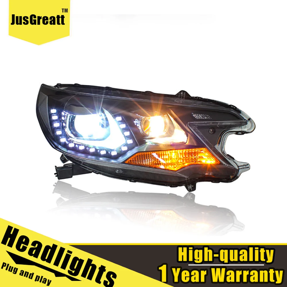 

A Pair For Honda CRV LED Headlights 2012-2014 CRV HID Head Lamps Bi Xenon Beam Fog Daytime Running Lights Dynamic Turn