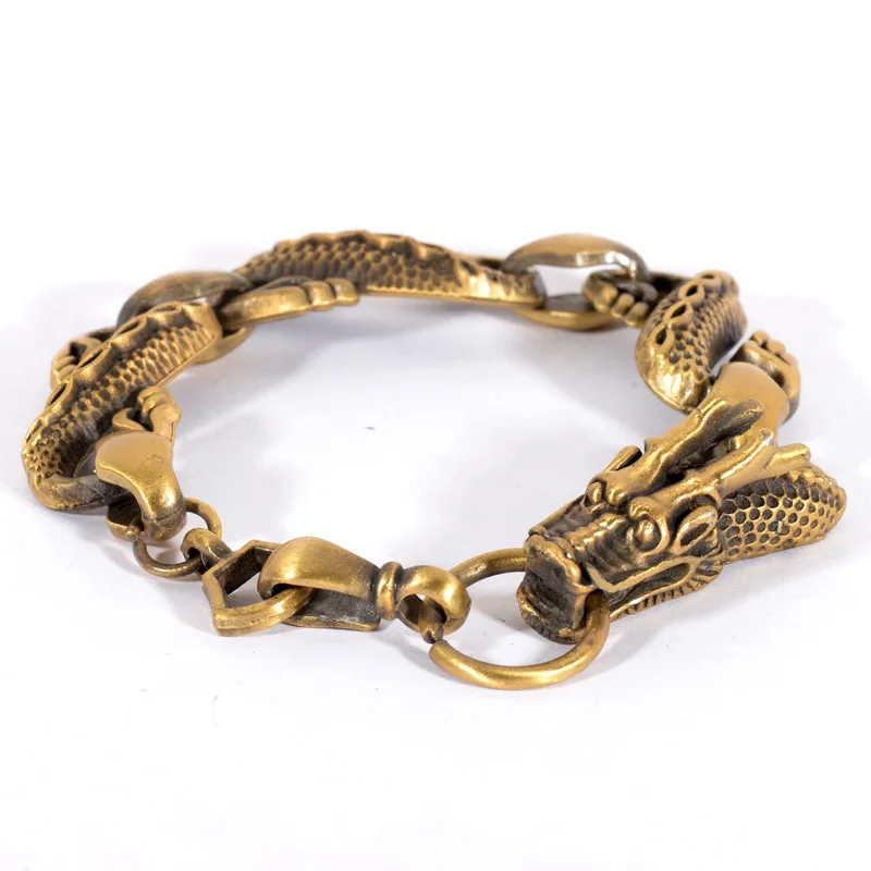 

19.5cm Punk Bracelet for Women Men Black Bronze Wristband Chinese Dragon Cool Fashion Jewelry Gift Wholesale