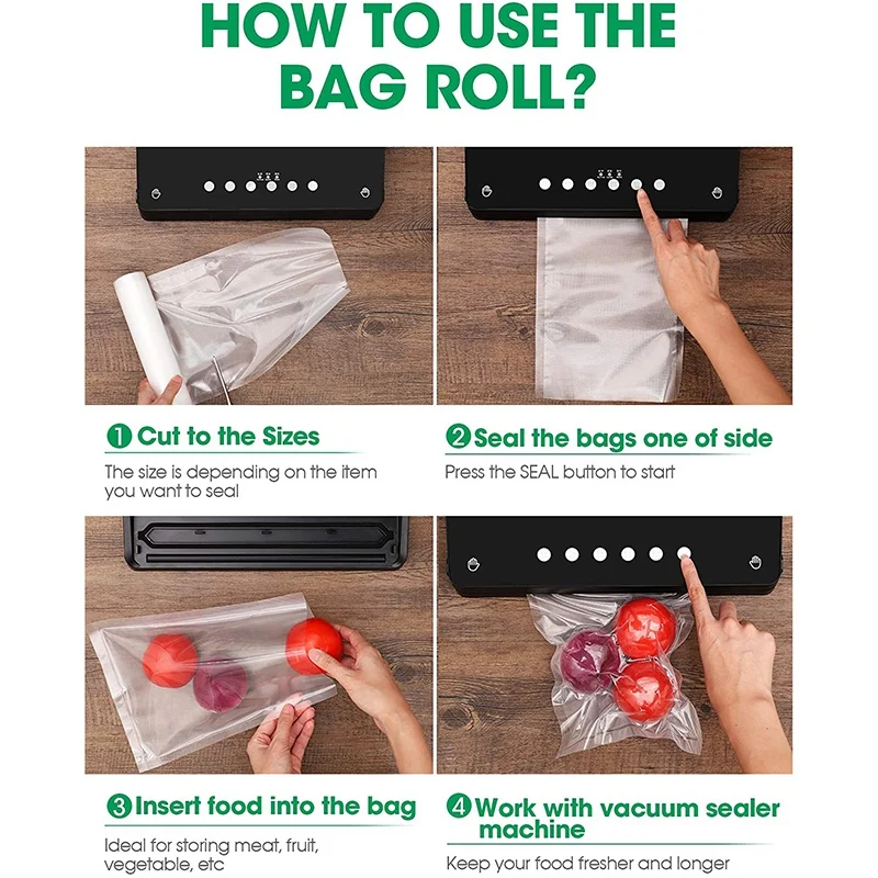 

6 Rolls of Vacuum Sealed Bags for Food Preservation,Vacuum Commercial Grade Bags,for All Clamp Vacuum Sealing Machines