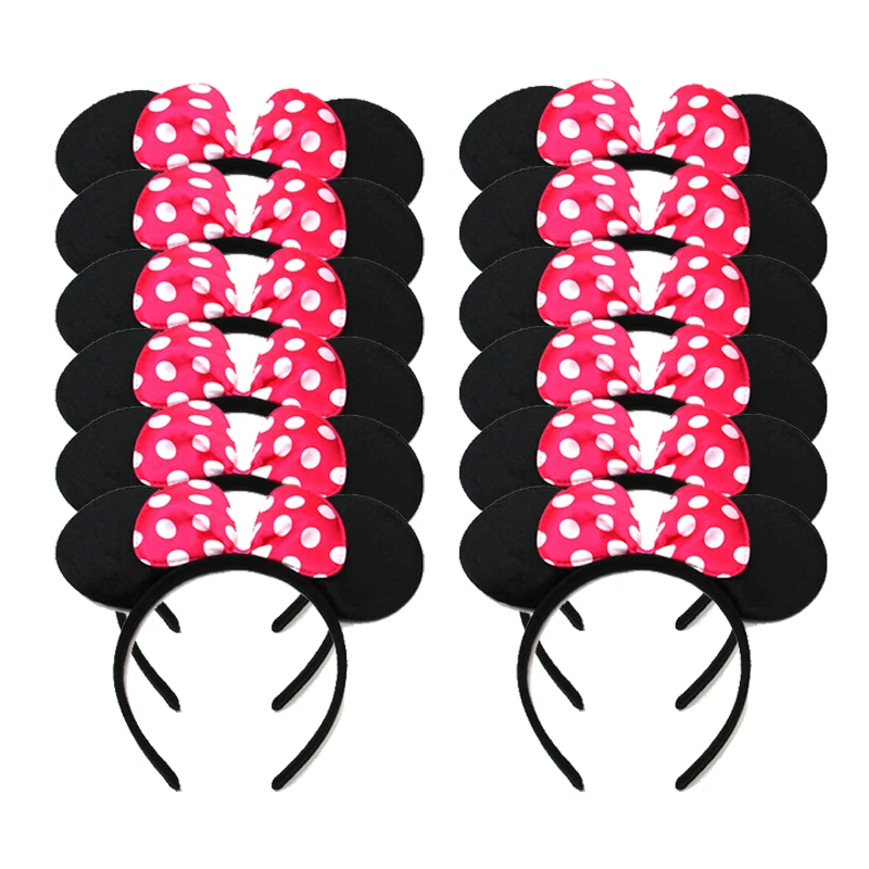 1 шт уши Минни Маус ободки белый горошек розовый бант для детей день рождения