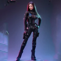 3s0013s002 16 combat stealth black tights clothes suit leather jacket model for 12 female dollls
