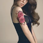 Водостойкая татуировка 1-40, 3D татуировка, роза, Бабочка, татуировка, рука, спина, грудь, нога, прочная татуировка, наклейка, бумага