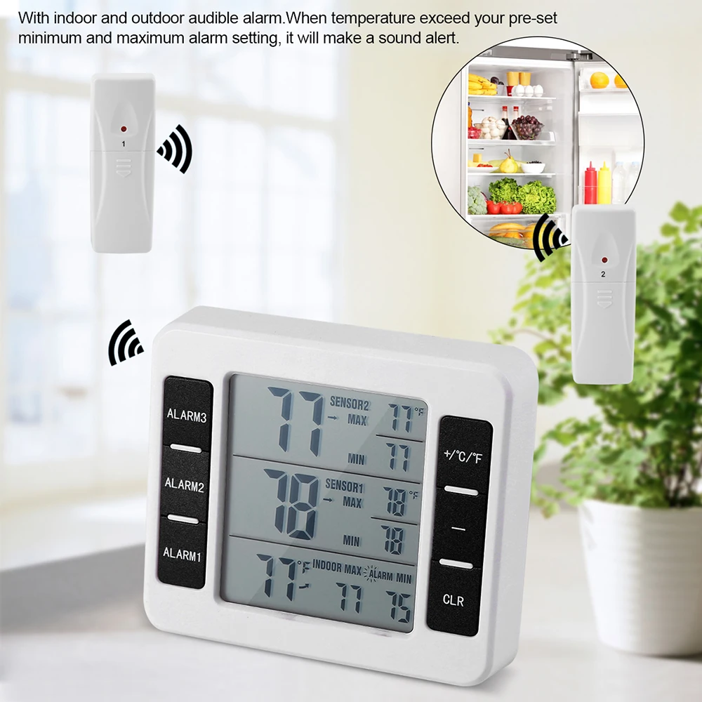 

LCD Alarm Digital Thermometer Hygrometer Weather Refrigerator Freezer Universal