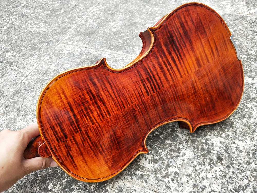 Реальный выстрел высокого качества ручная скрипка из клена 4/4 3/4 массивное дерево натуральный тигр виолино профессиональное музыкальное инструментирование на.