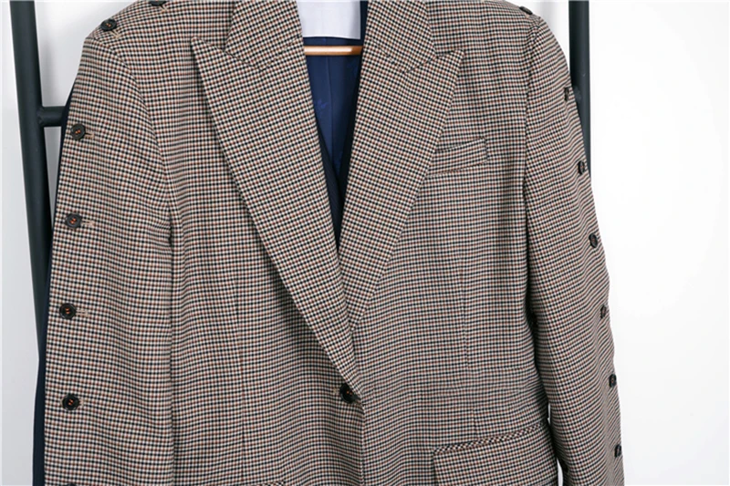 TWOTWINSTYLE корейский стиль, лоскутные женские блейзеры в клетку с зазубренным длинным рукавом и карманом, женские блейзеры, осенняя мода, OL новая одежда