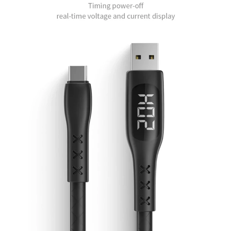 USB-кабель для зарядки URVNS Type C/Micro/IOS с таймером дисплей синхронизация данных таймер