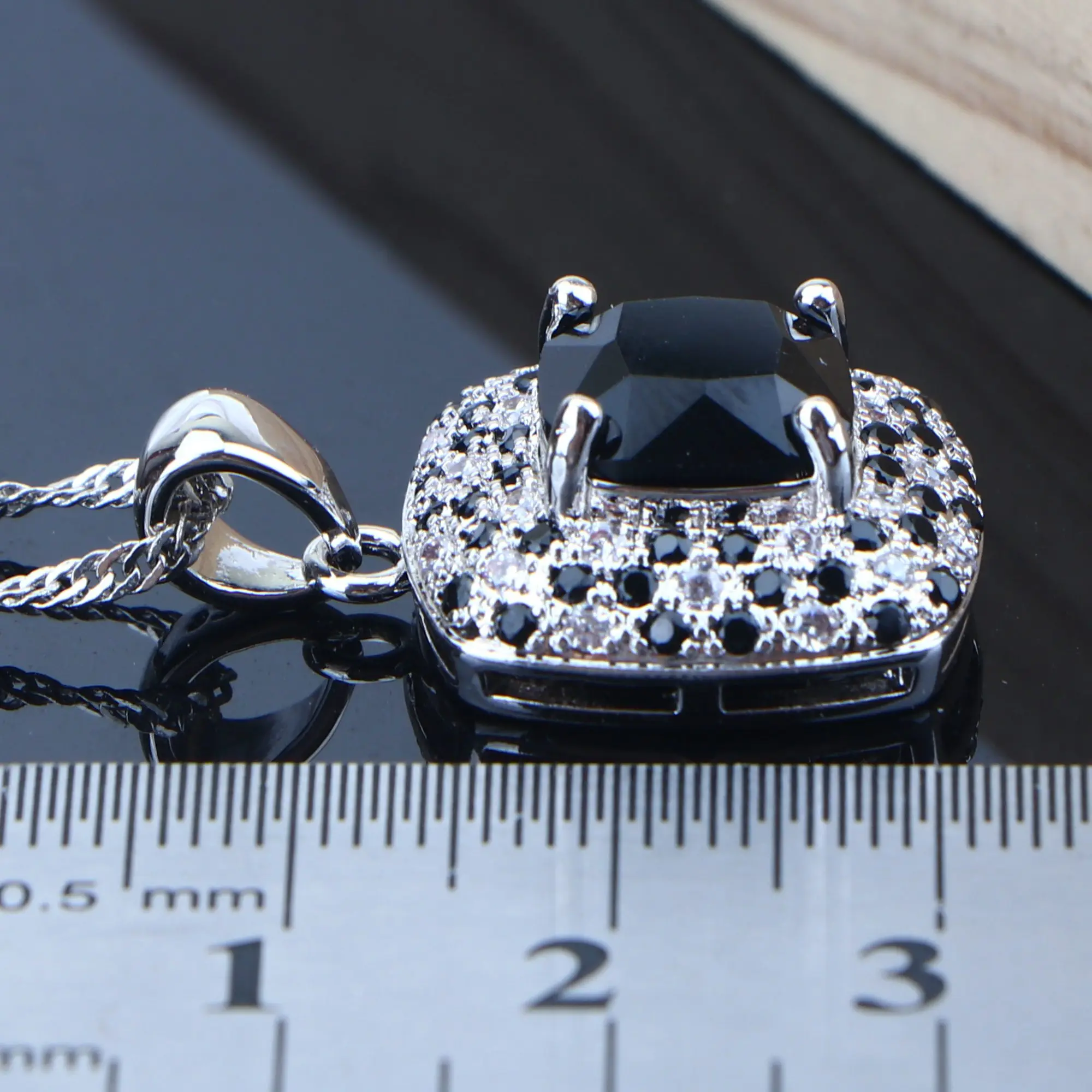 Свадебные Классические Ювелирные наборы с черным кубическим цирконием женские