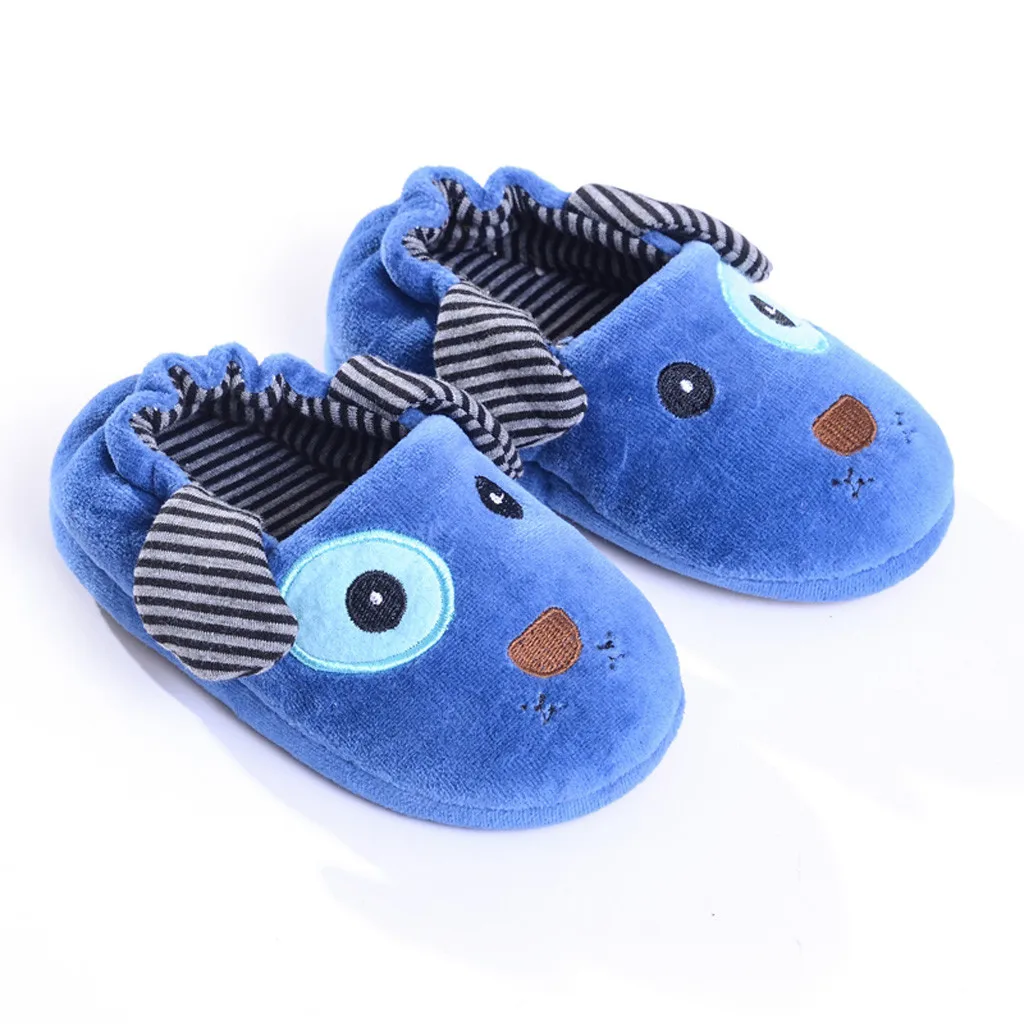 Детские теплые тапочки для мальчиков и девочек мультяшная обувь на мягкой