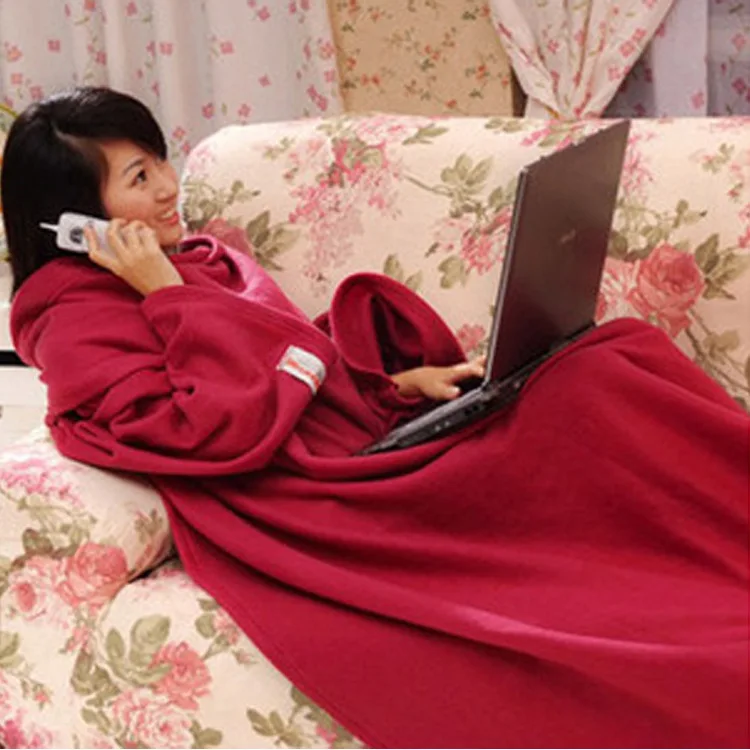 180*130 см одеяло зимнее теплое с рукавами креативное Коралловое Флисовое для