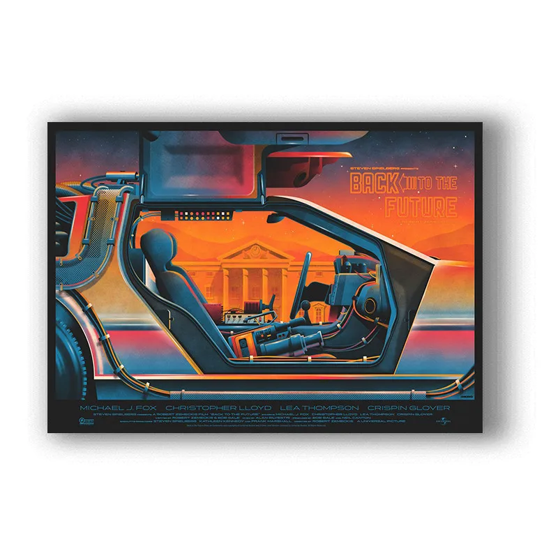 Крутой автомобиль Назад в будущее бумажные плакаты с белым покрытием и принты