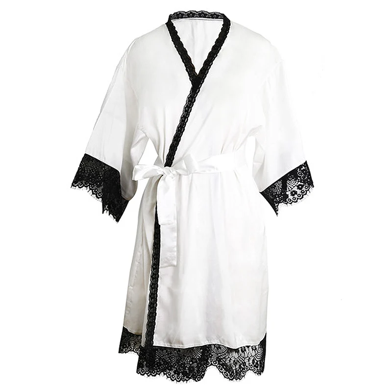 Сексуальное атласное ночное белье для женщин большие размеры кружевные халаты